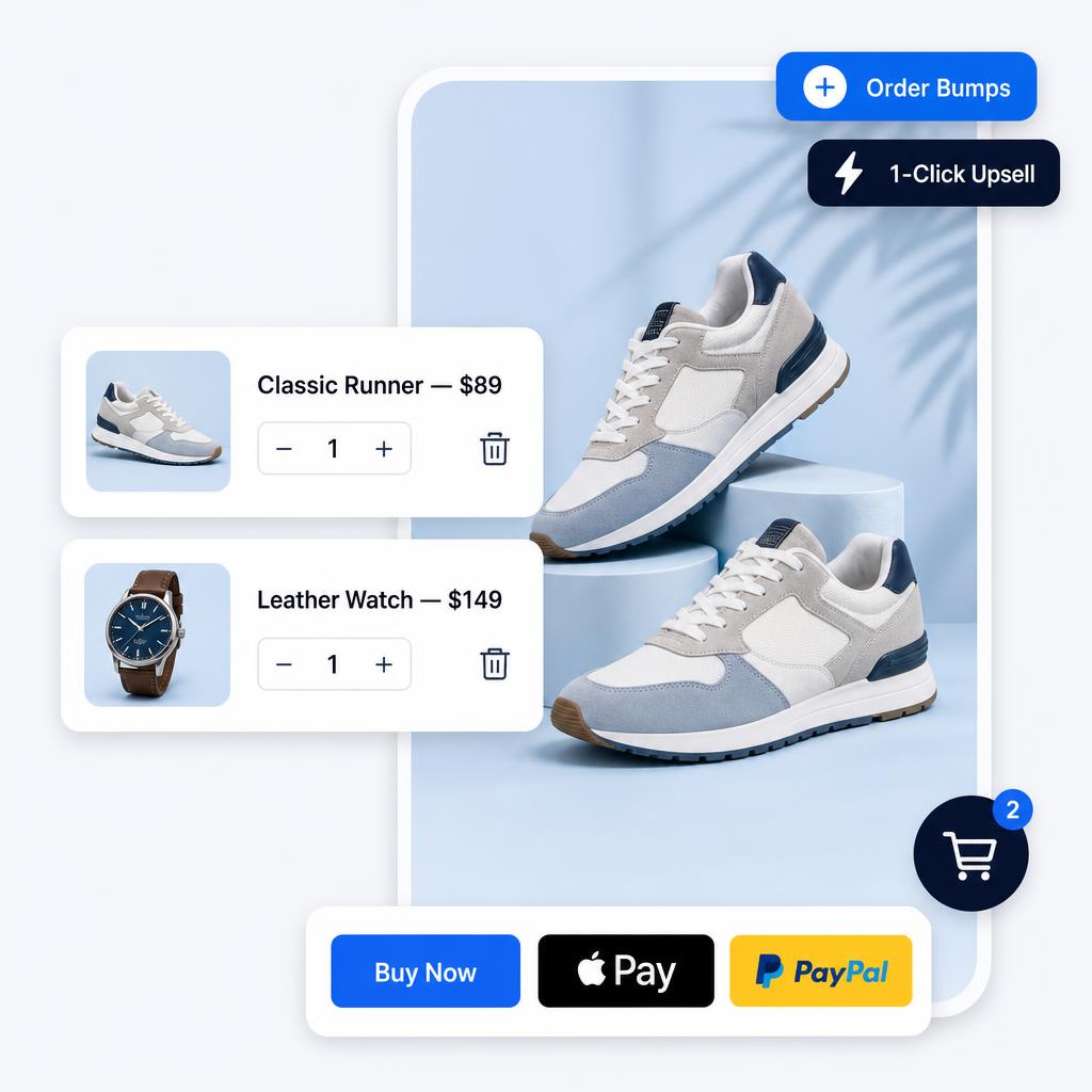 Convertri shopping cart with order bumps and 1-click upsell